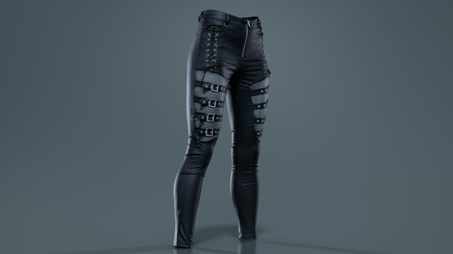 Bows and Lace Vinyl Pants Low-poly 3D model_4