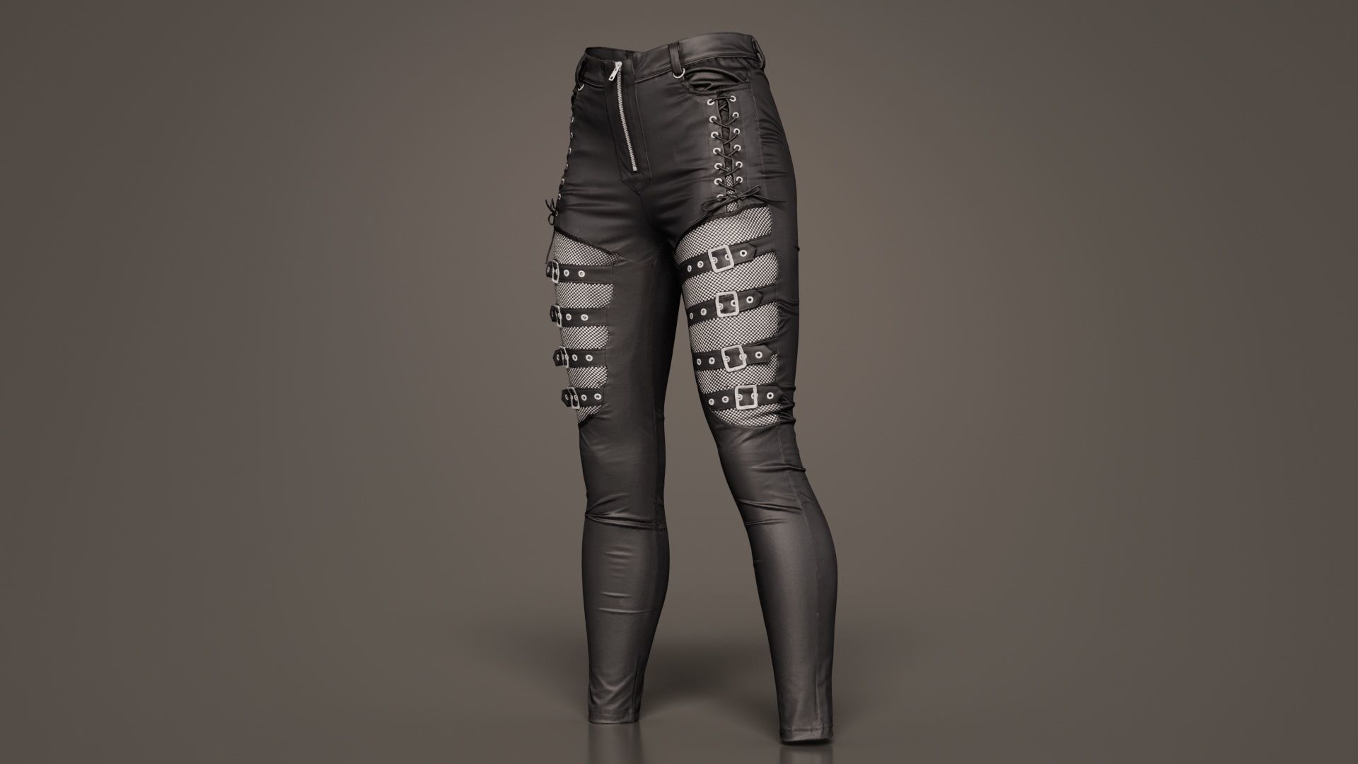 Bows and Lace Vinyl Pants Low-poly 3D model_6
