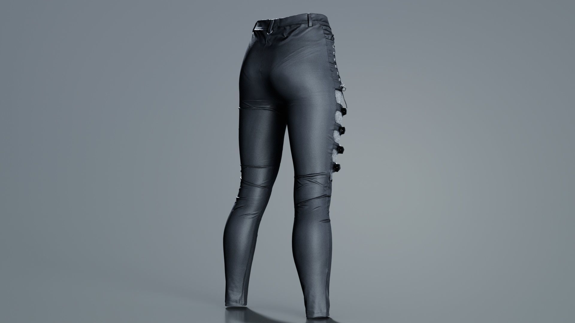 Bows and Lace Vinyl Pants Low-poly 3D model_2