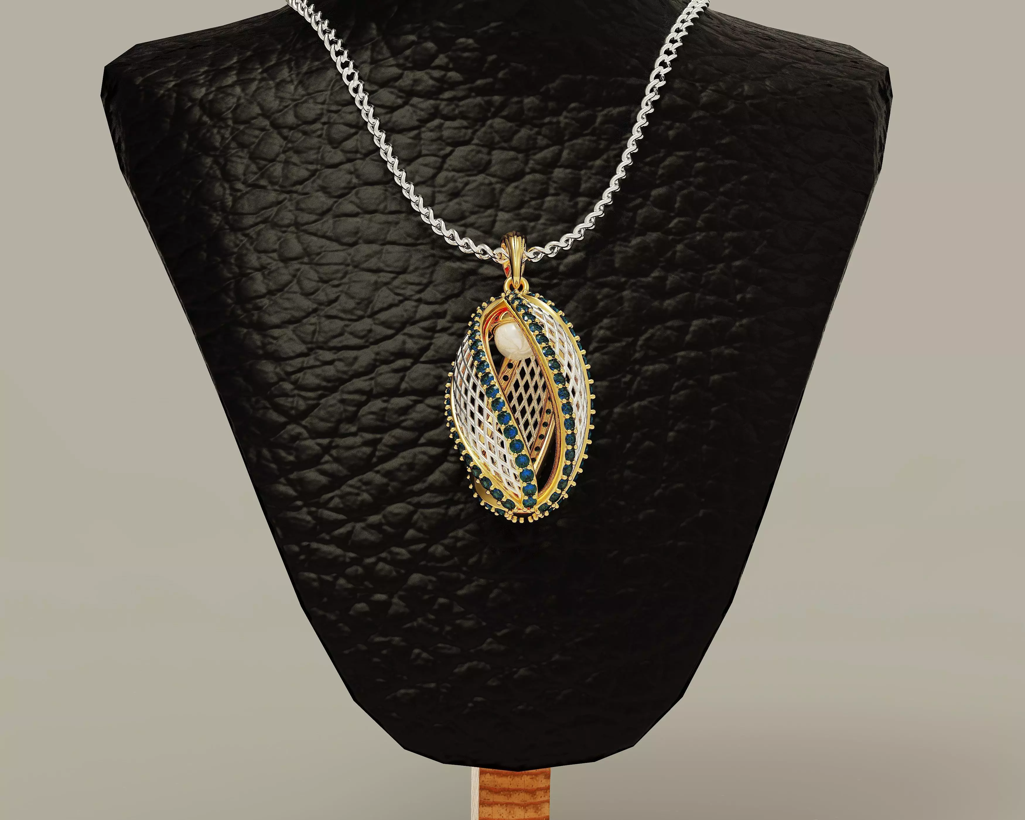 twisted diamond pearl pendant 3D print model