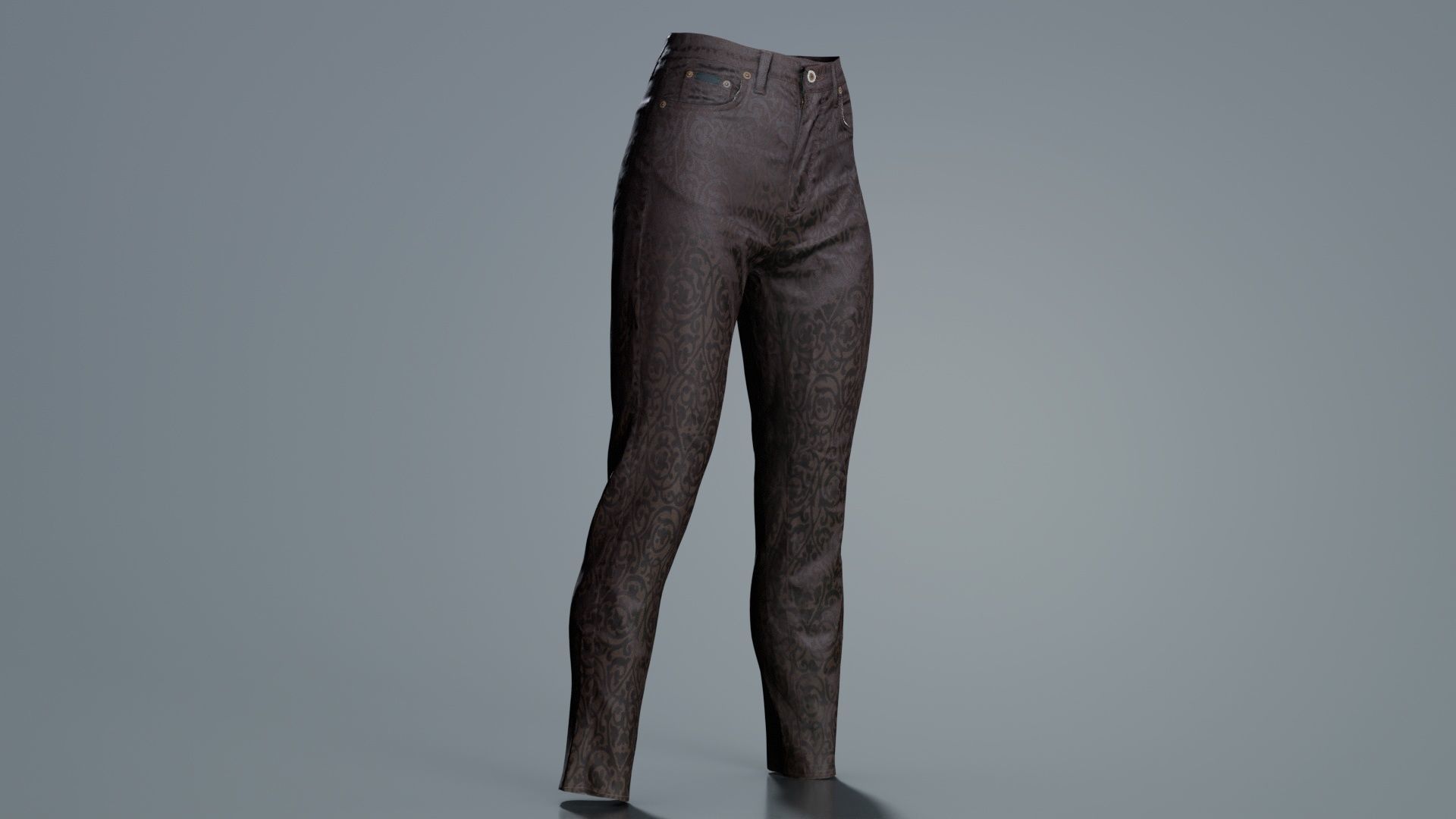 Brown Flower Pants Low-poly 3D model_2