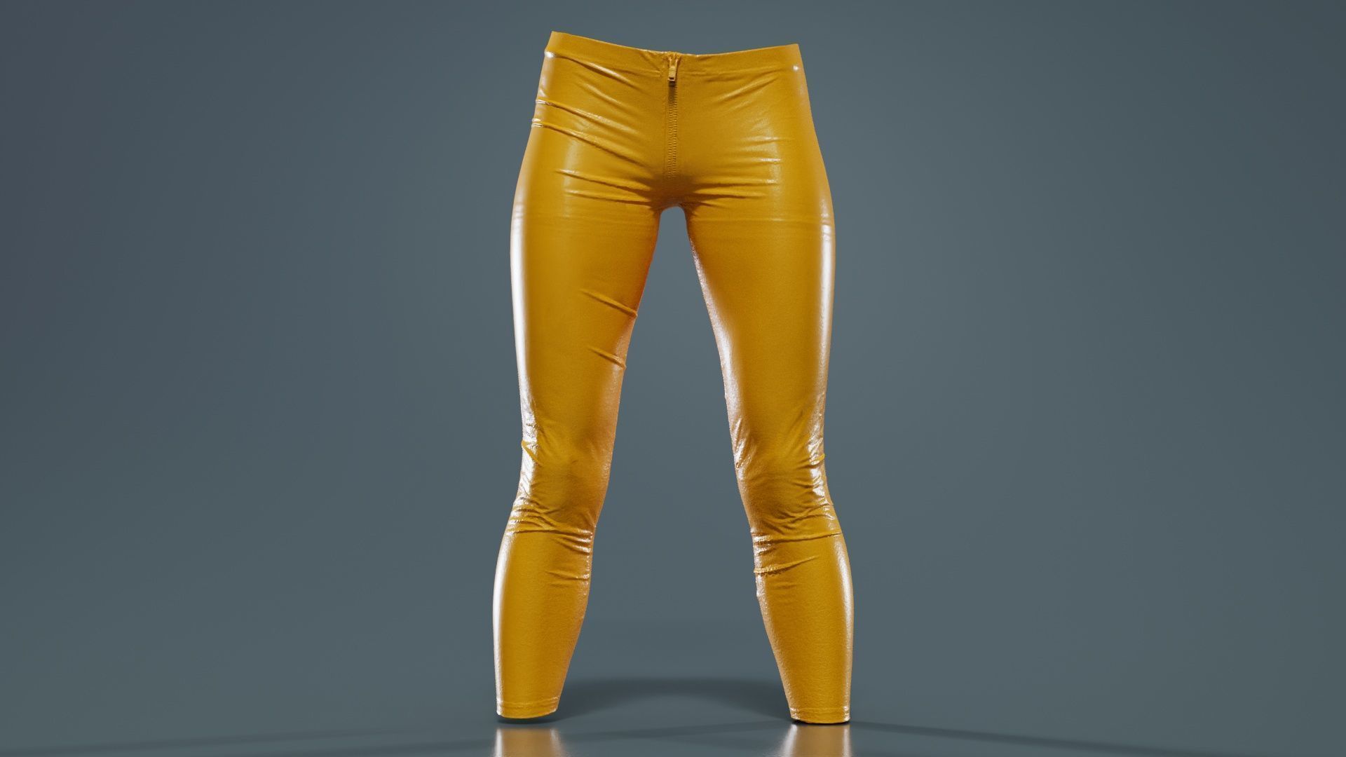 Central Zipper Vinyl Trousers Low-poly 3D model_12