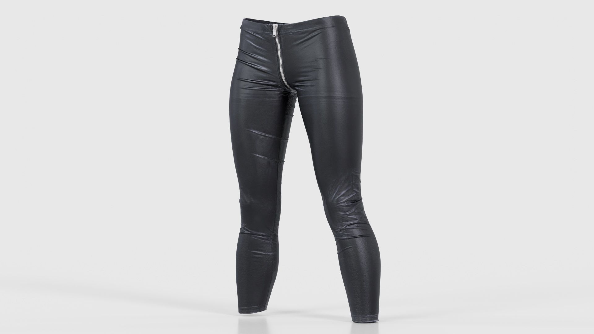 Central Zipper Vinyl Trousers Low-poly 3D model_26