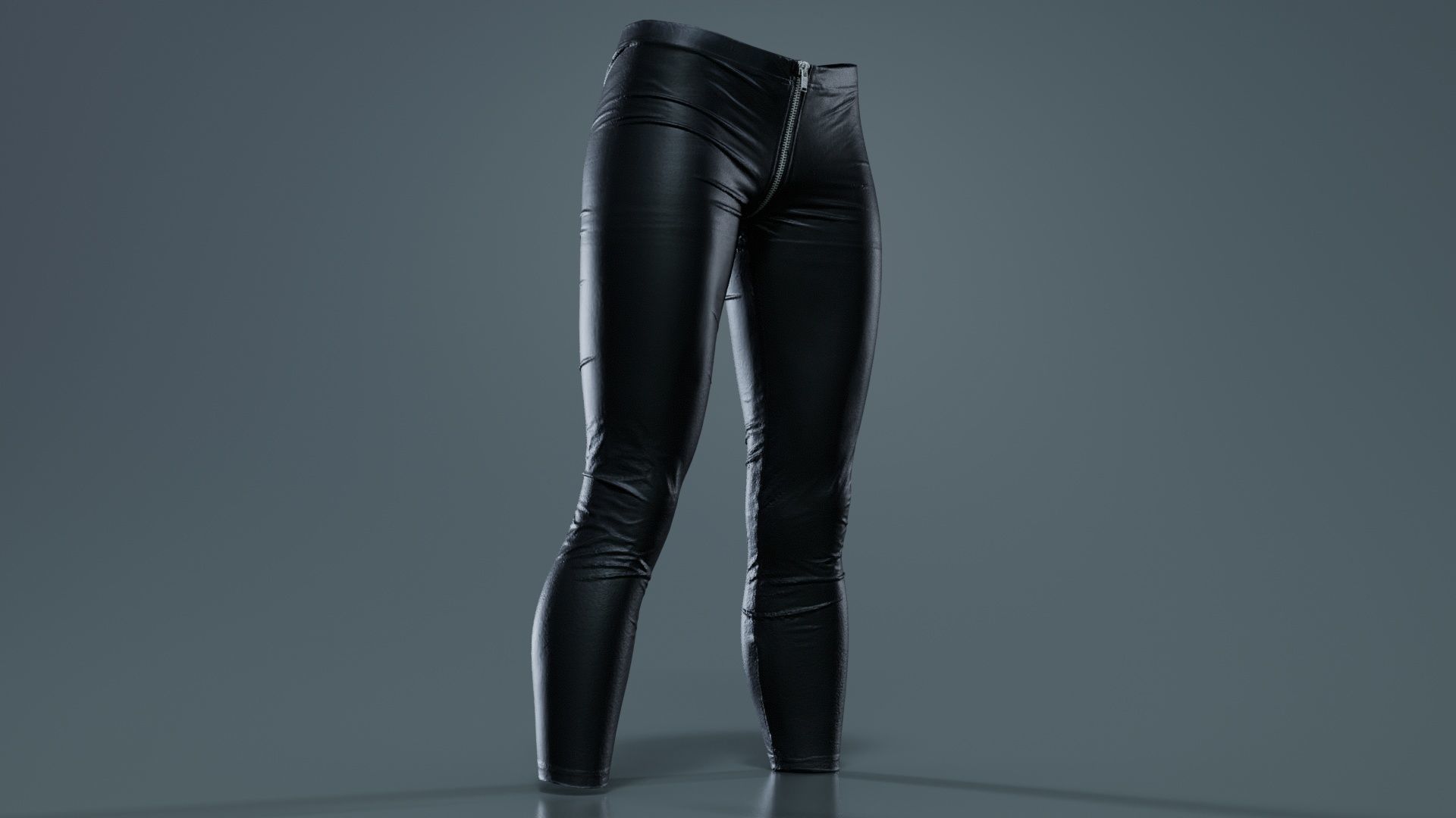 Central Zipper Vinyl Trousers Low-poly 3D model_6