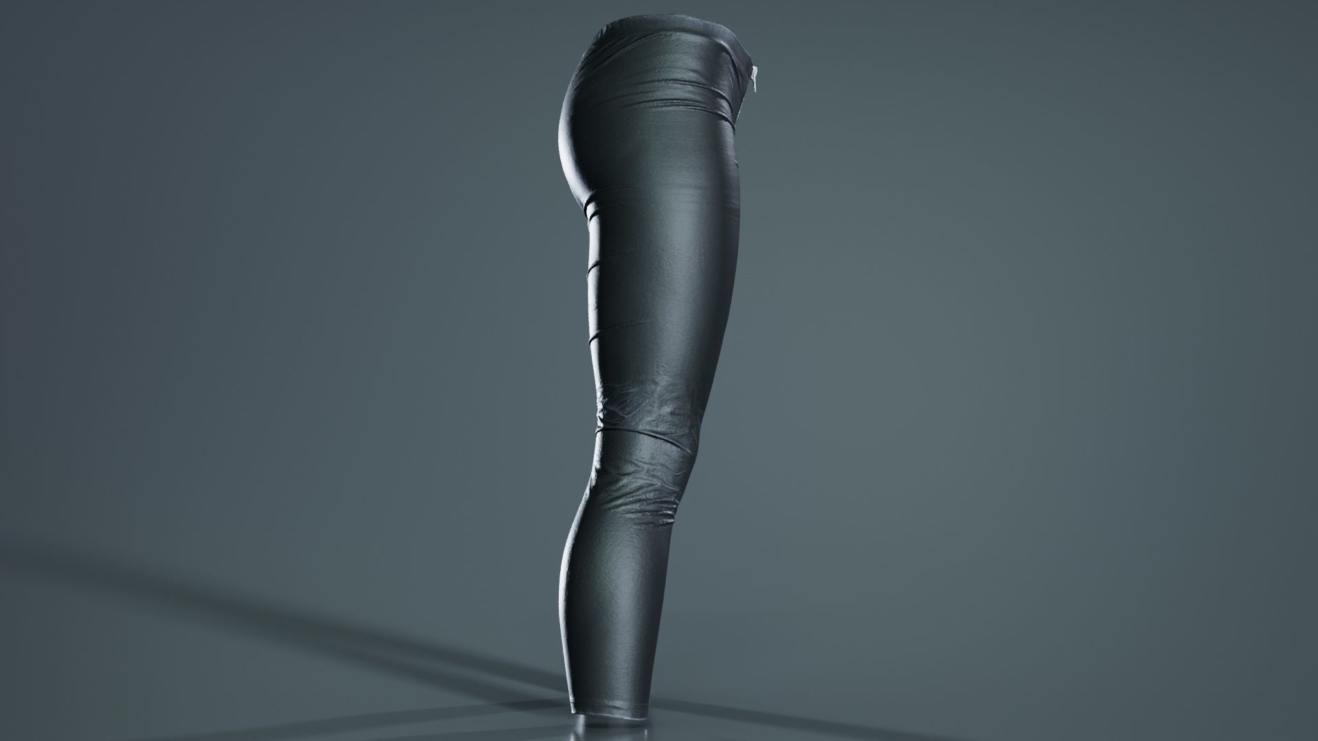 Central Zipper Vinyl Trousers Low-poly 3D model_5