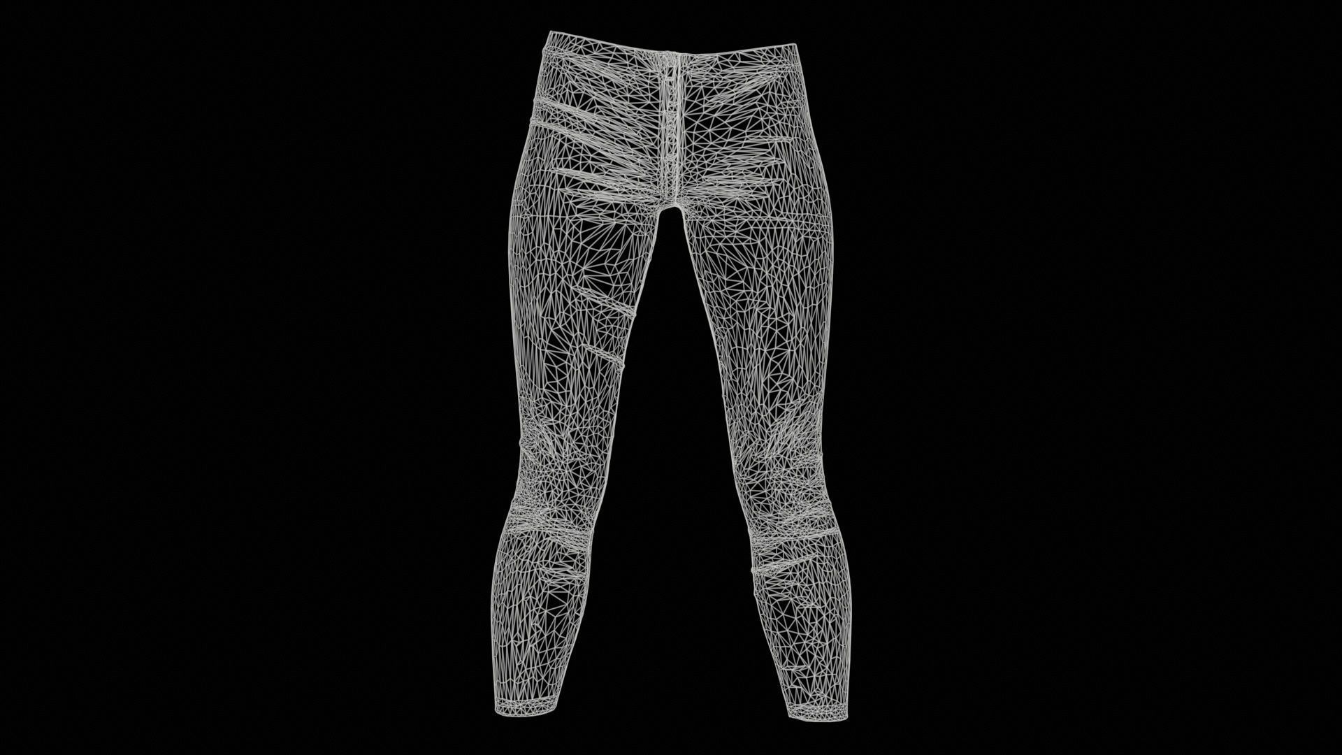 Central Zipper Vinyl Trousers Low-poly 3D model_11