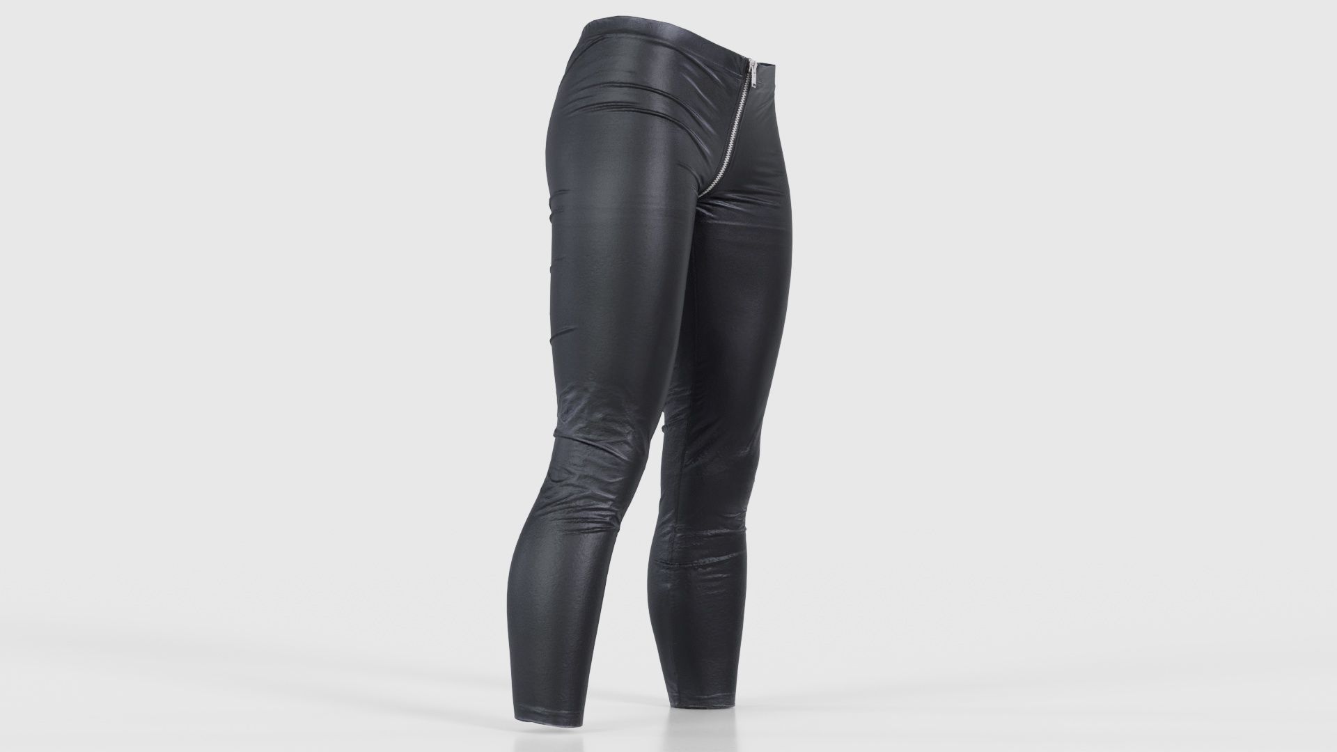 Central Zipper Vinyl Trousers Low-poly 3D model_17