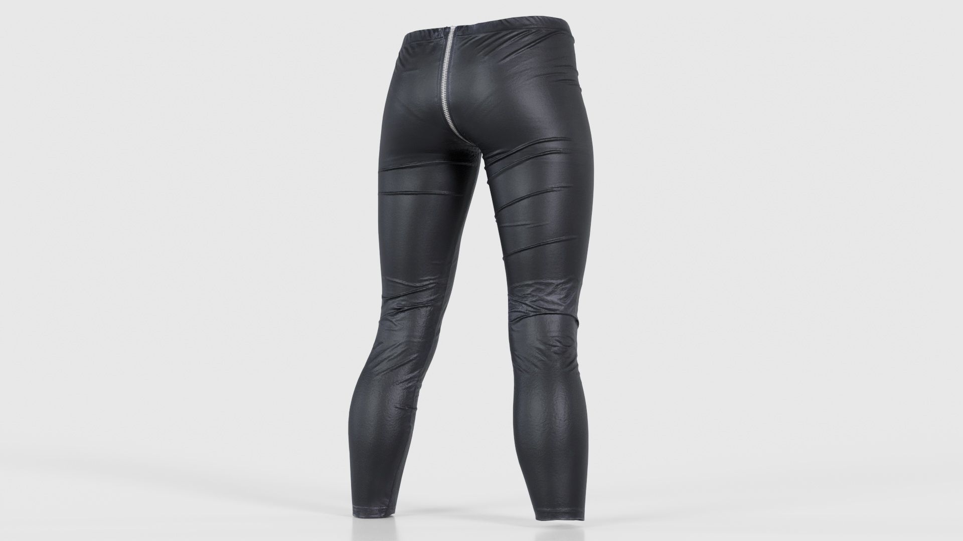 Central Zipper Vinyl Trousers Low-poly 3D model_20