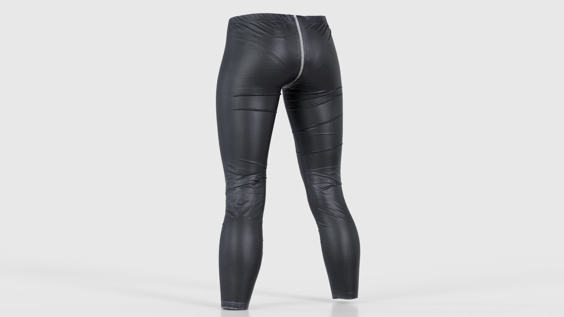 Central Zipper Vinyl Trousers Low-poly 3D model_22