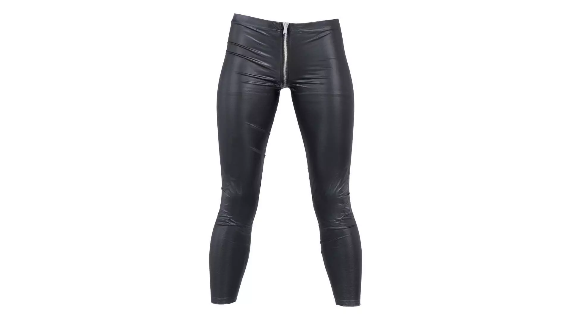Central Zipper Vinyl Trousers Low-poly 3D model_0