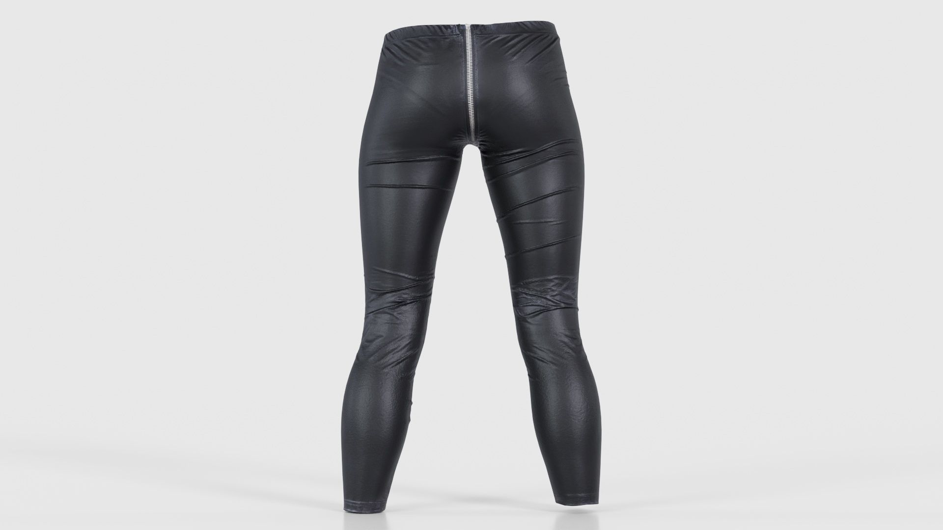 Central Zipper Vinyl Trousers Low-poly 3D model_21