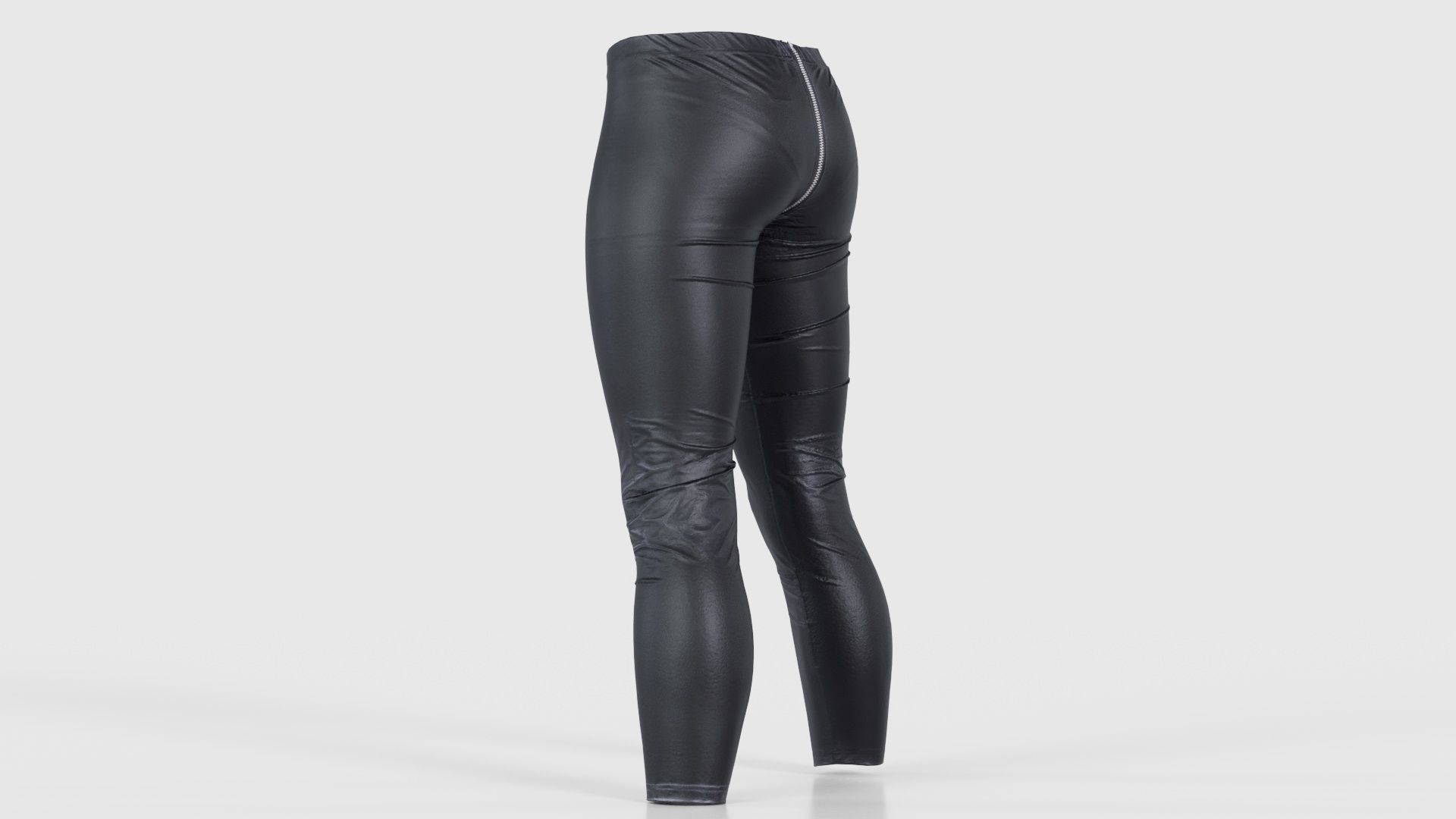 Central Zipper Vinyl Trousers Low-poly 3D model_23