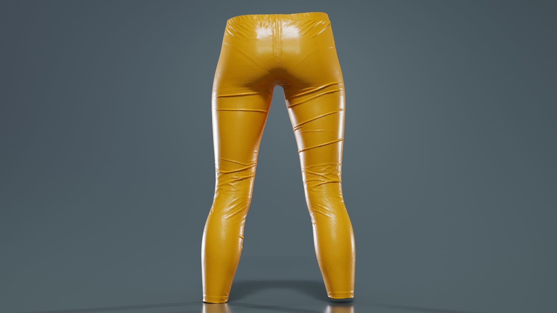 Central Zipper Vinyl Trousers Low-poly 3D model_13
