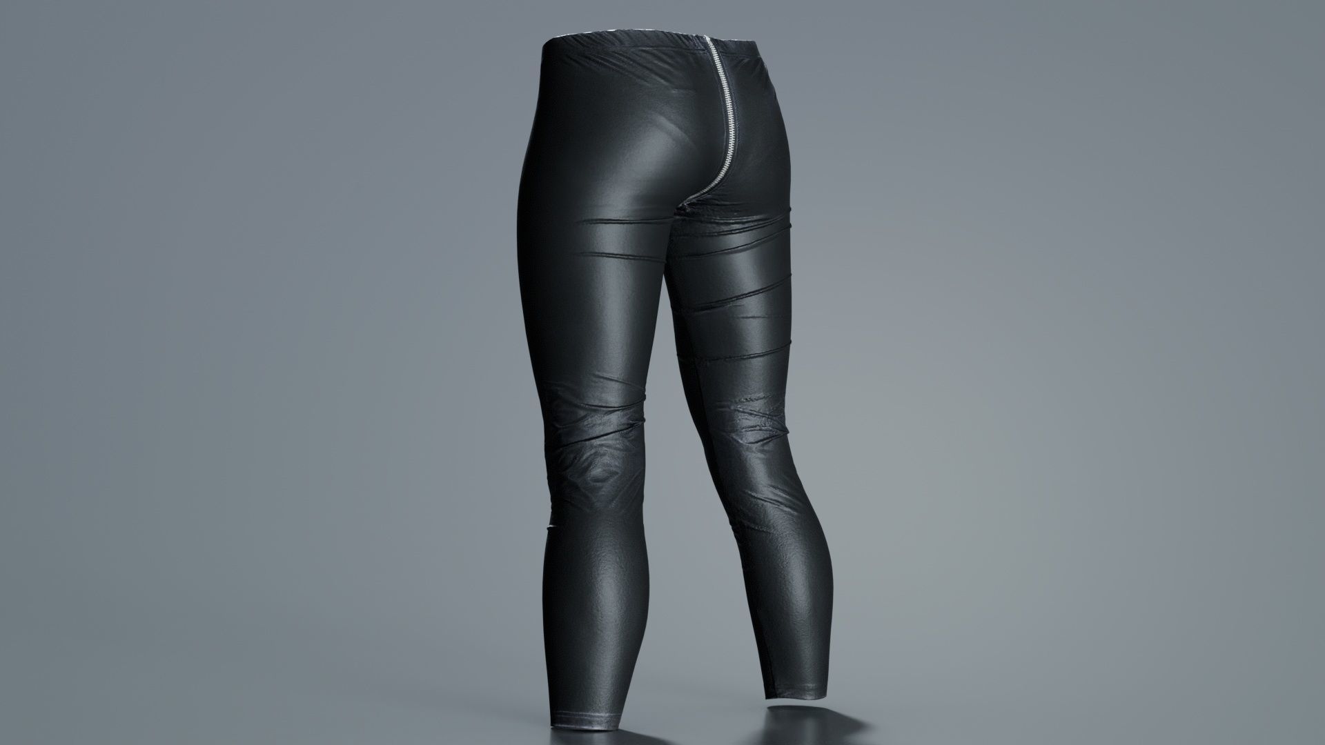Central Zipper Vinyl Trousers Low-poly 3D model_3