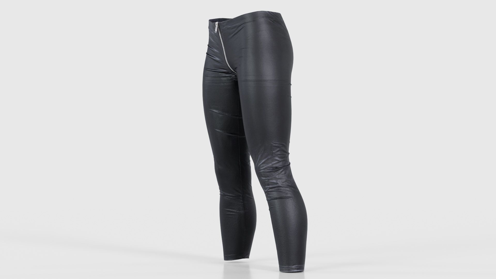 Central Zipper Vinyl Trousers Low-poly 3D model_25