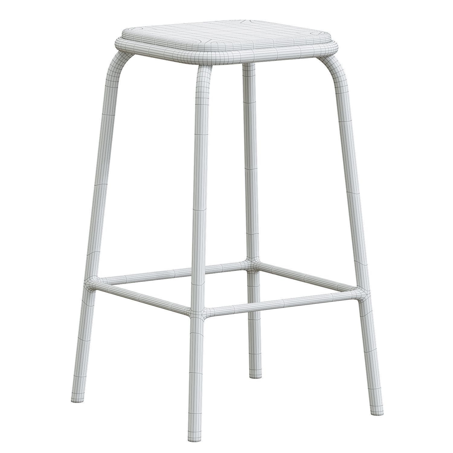 Pedro Bar Stool Raw Varnish Walnut 65cm 3D model_3