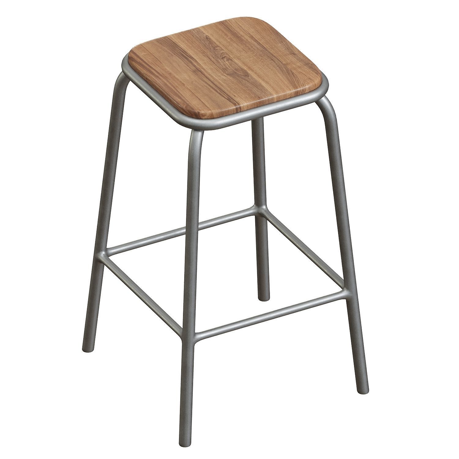 Pedro Bar Stool Raw Varnish Walnut 65cm 3D model_2