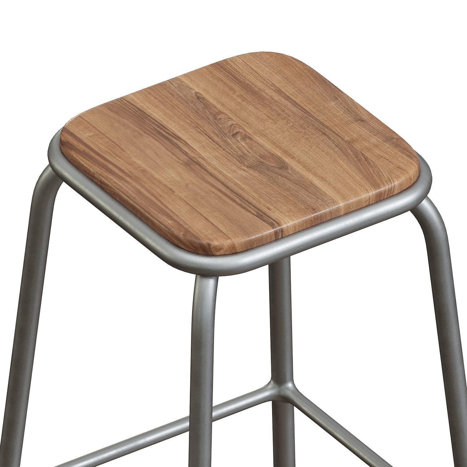 Pedro Bar Stool Raw Varnish Walnut 65cm 3D model_1