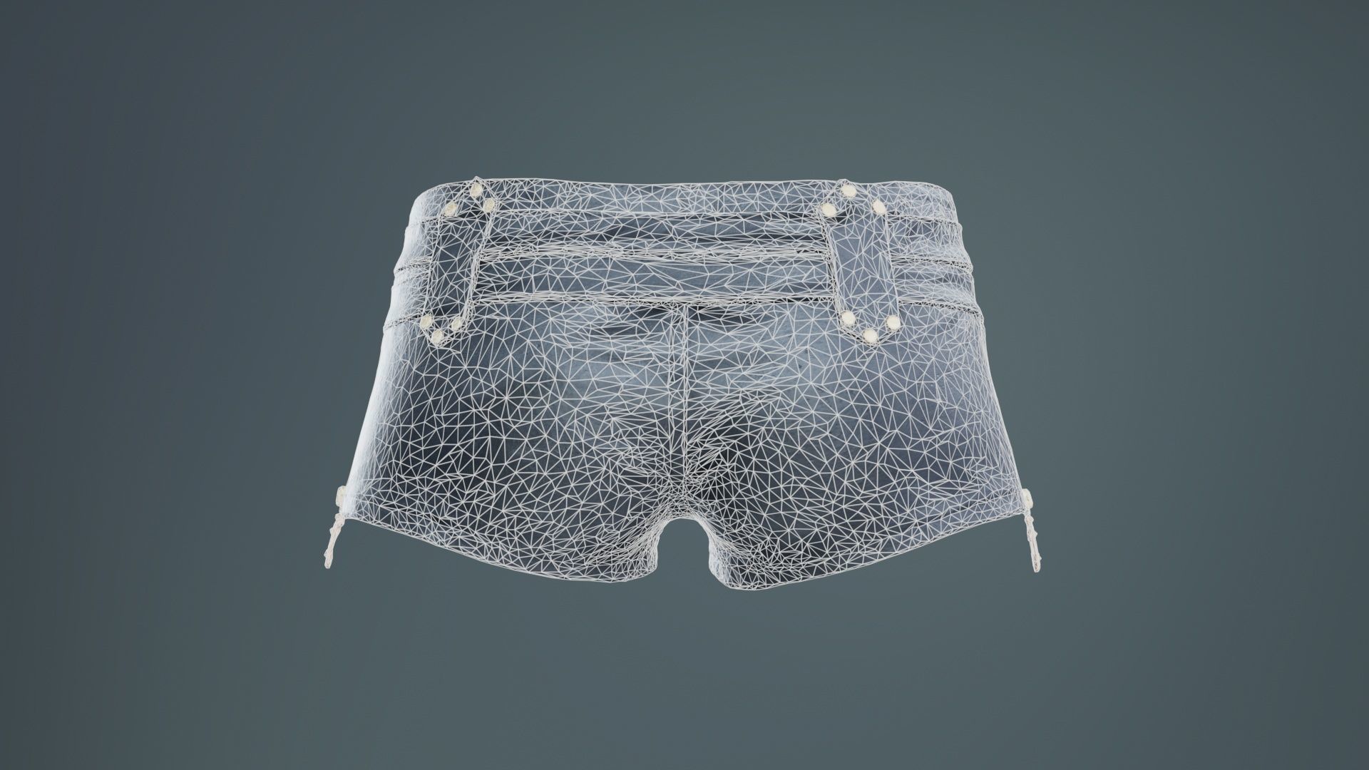 Double Belts Leather Shorts Low-poly 3D model_10