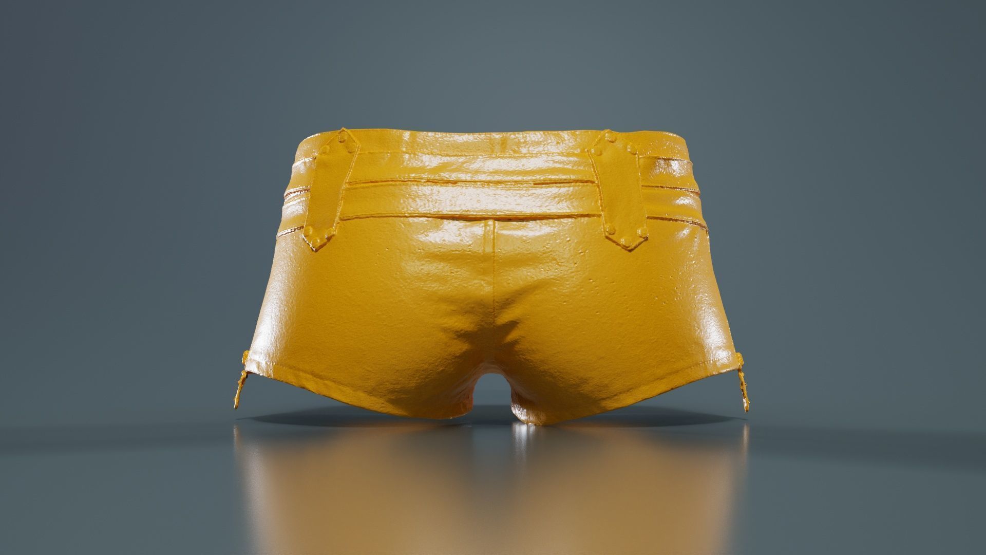 Double Belts Leather Shorts Low-poly 3D model_13