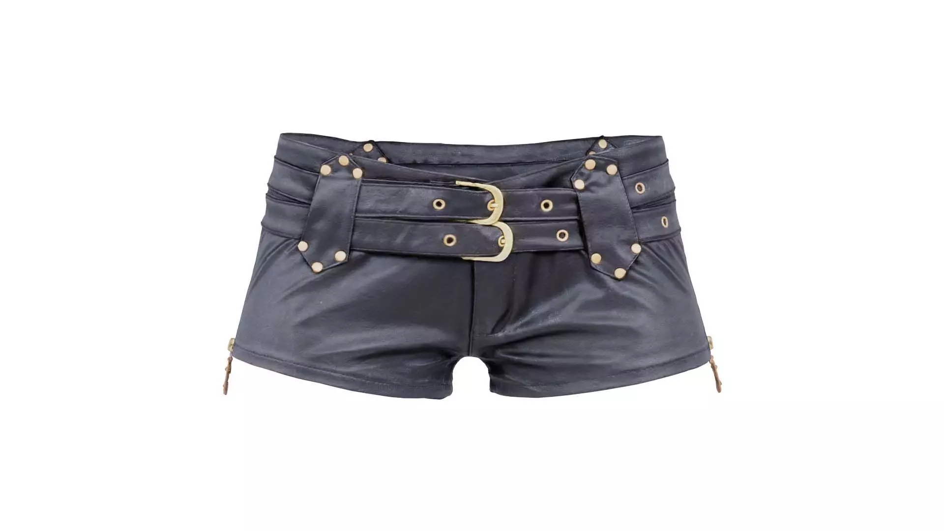 Double Belts Leather Shorts Low-poly 3D model_0