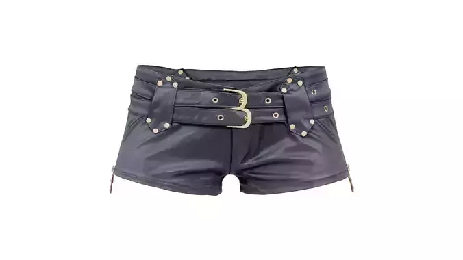 Double Belts Leather Shorts Low-poly 3D model