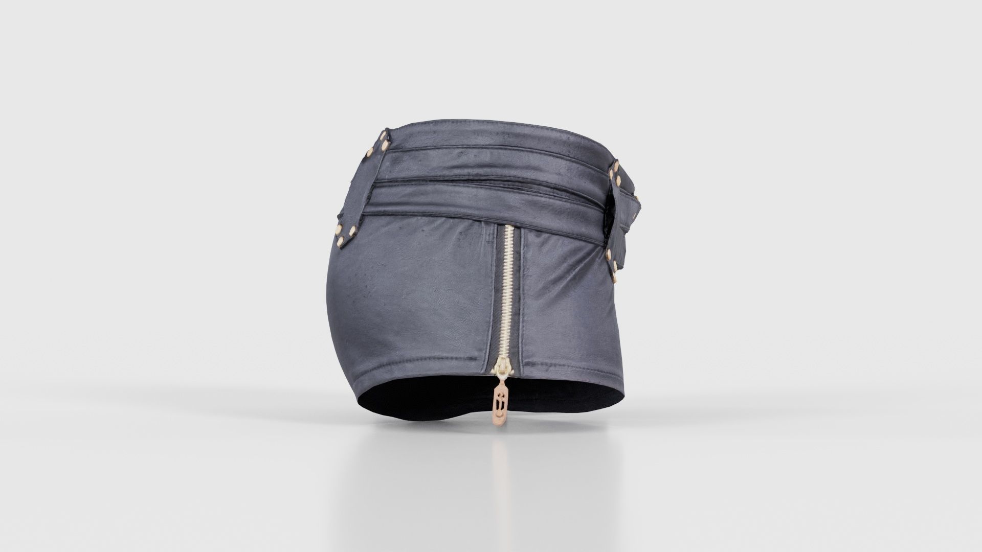 Double Belts Leather Shorts Low-poly 3D model_18
