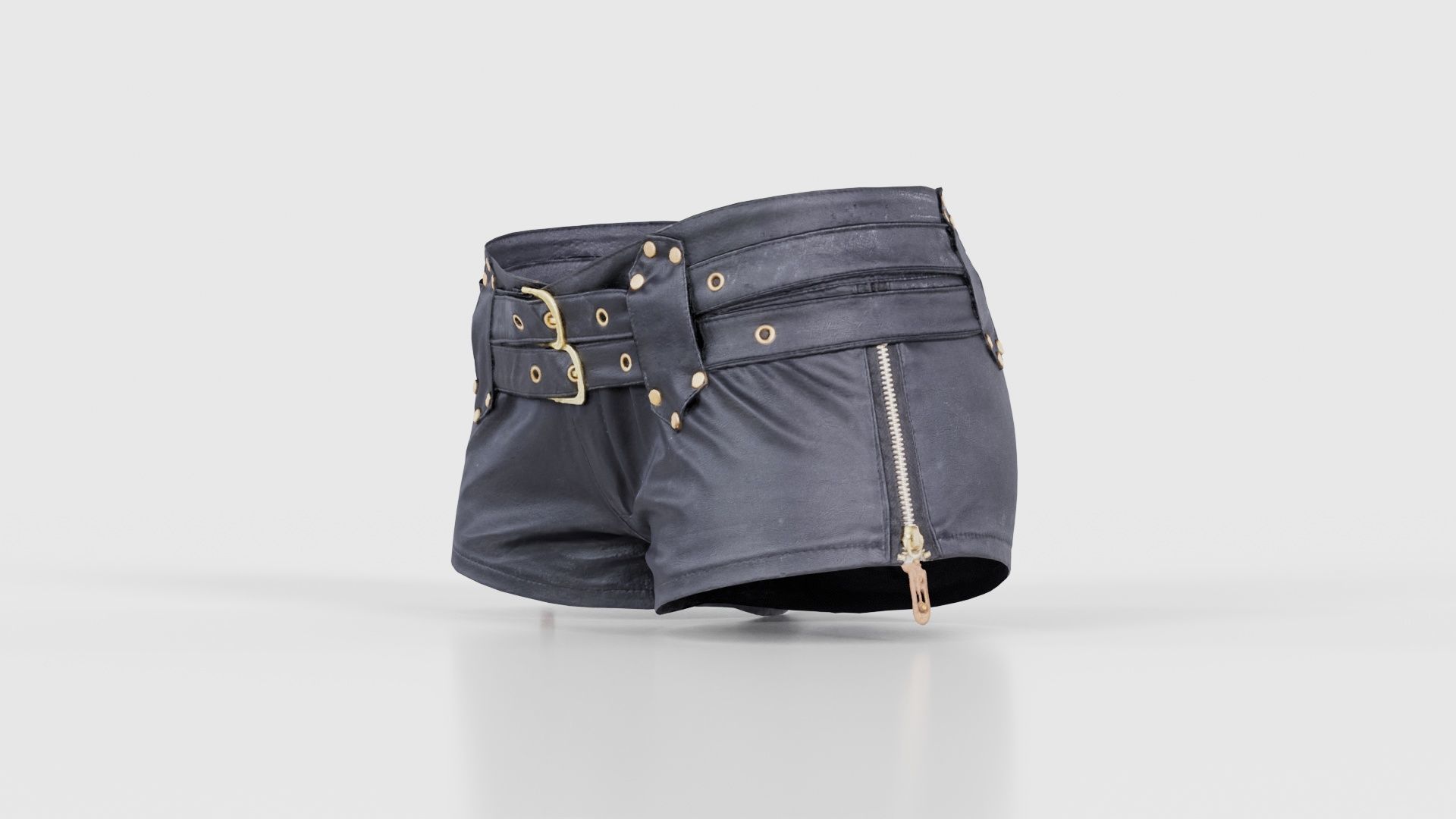 Double Belts Leather Shorts Low-poly 3D model_25
