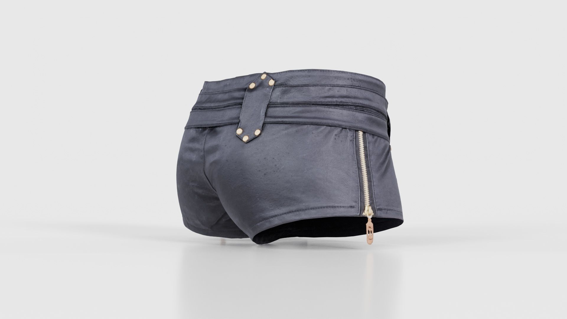 Double Belts Leather Shorts Low-poly 3D model_19