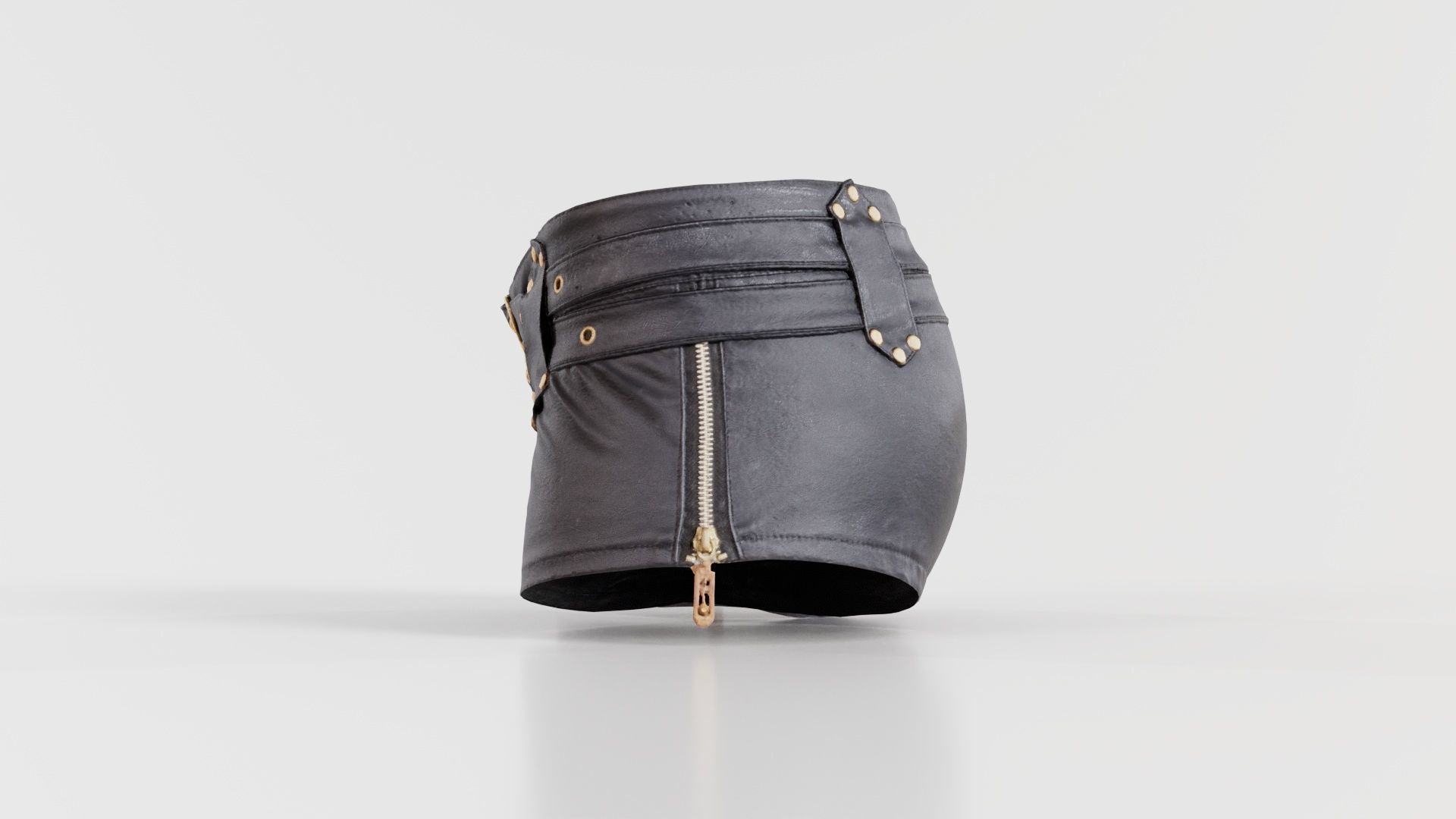 Double Belts Leather Shorts Low-poly 3D model_1
