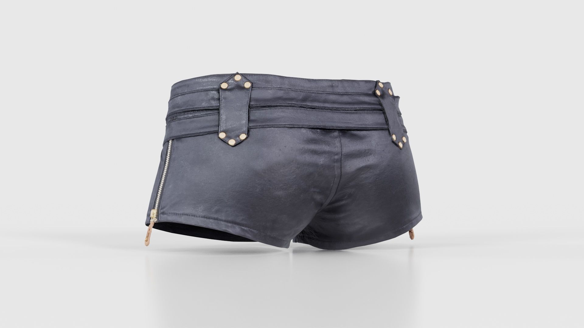 Double Belts Leather Shorts Low-poly 3D model_22