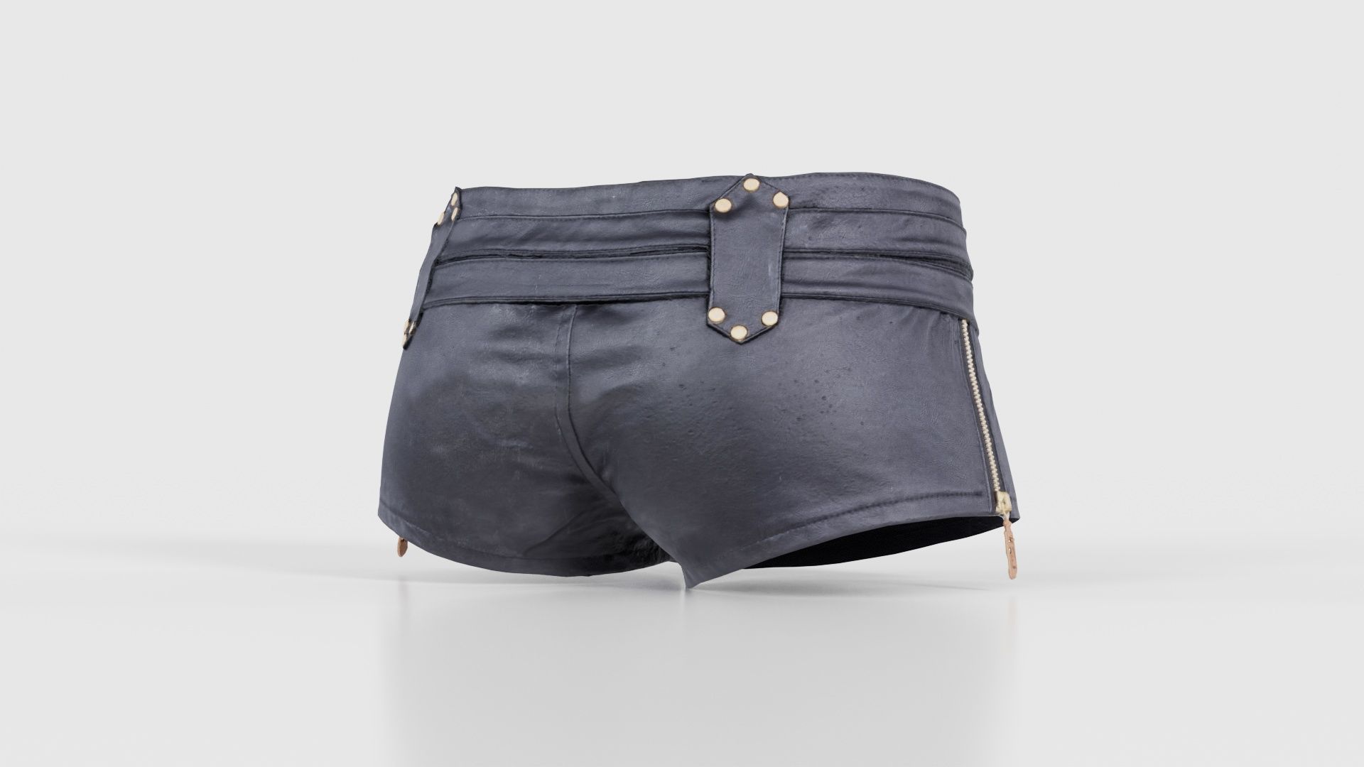 Double Belts Leather Shorts Low-poly 3D model_20