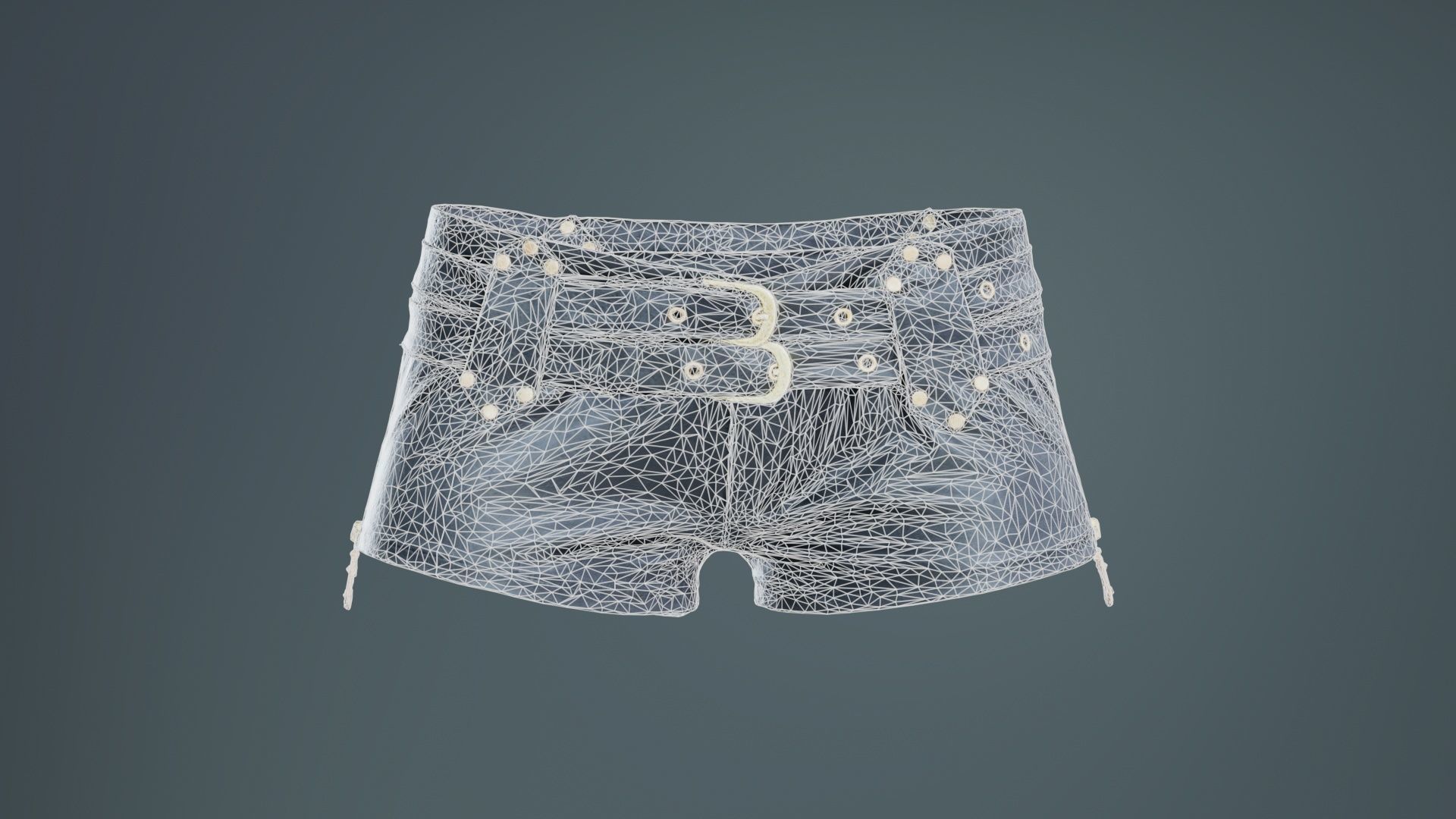 Double Belts Leather Shorts Low-poly 3D model_9