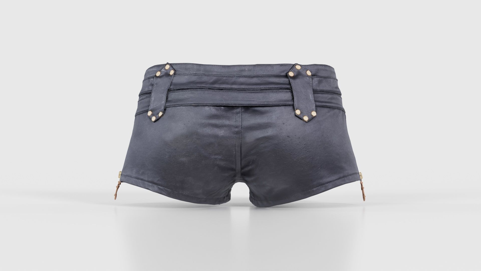 Double Belts Leather Shorts Low-poly 3D model_21