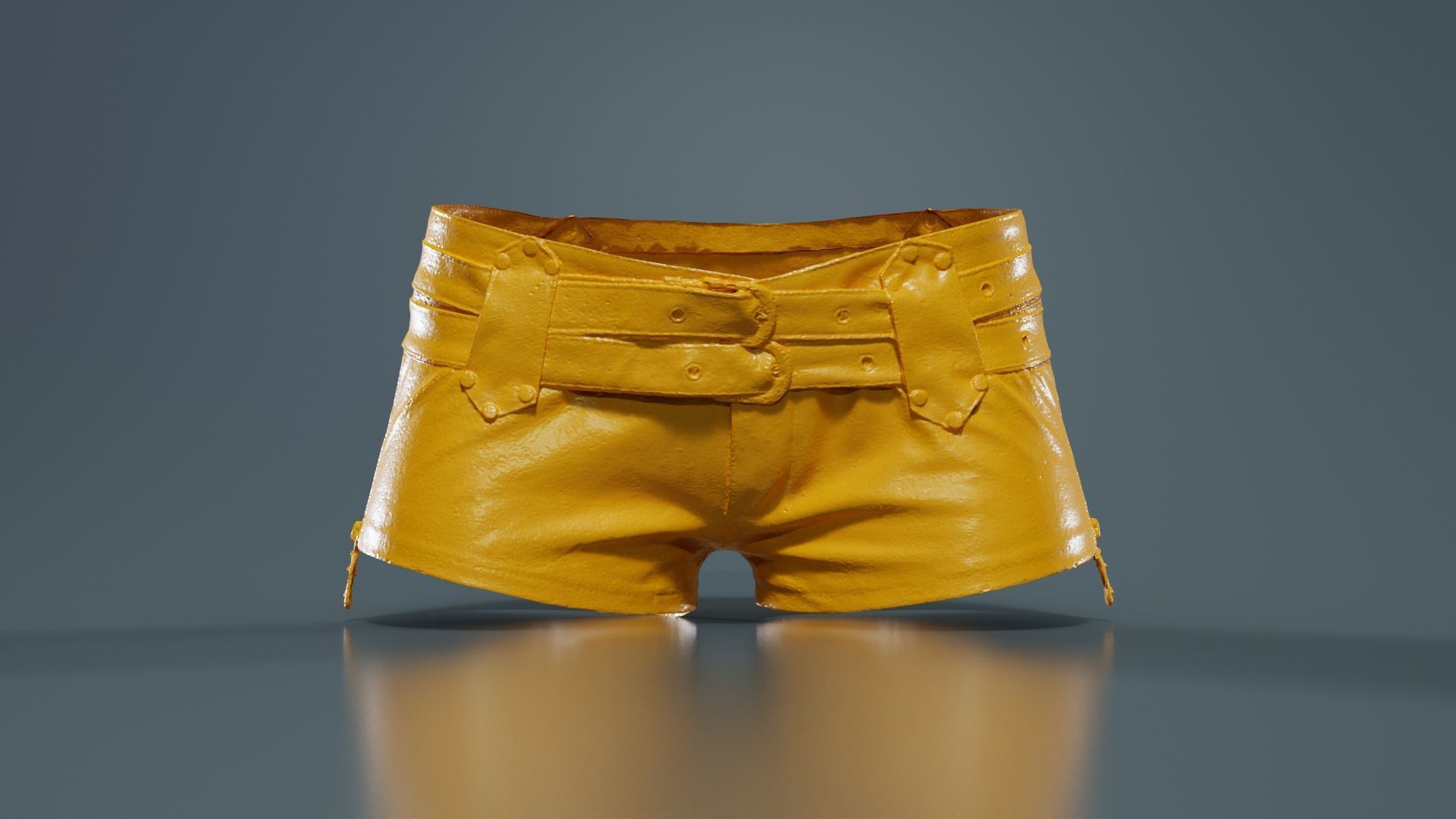 Double Belts Leather Shorts Low-poly 3D model_12