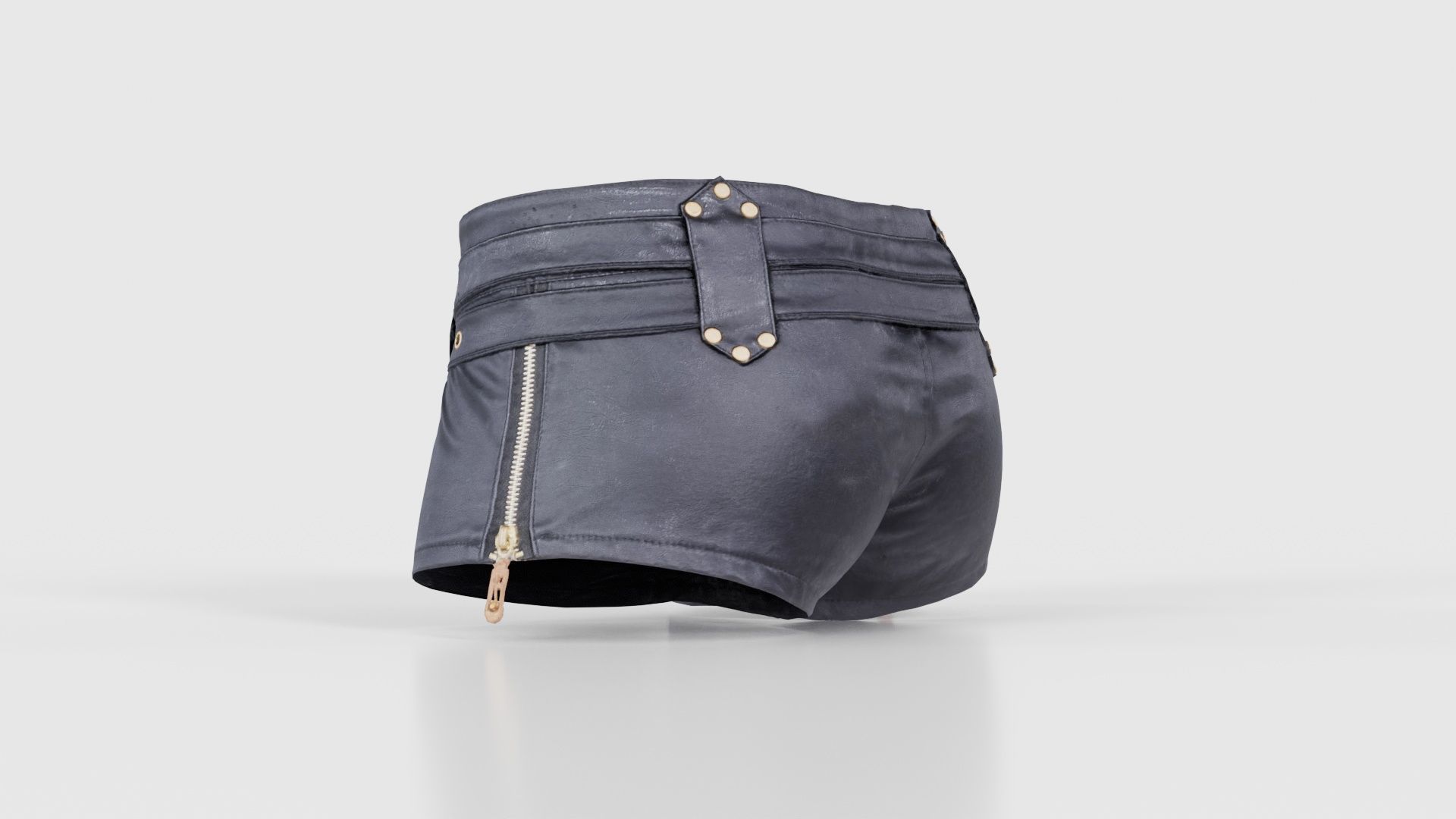 Double Belts Leather Shorts Low-poly 3D model_23