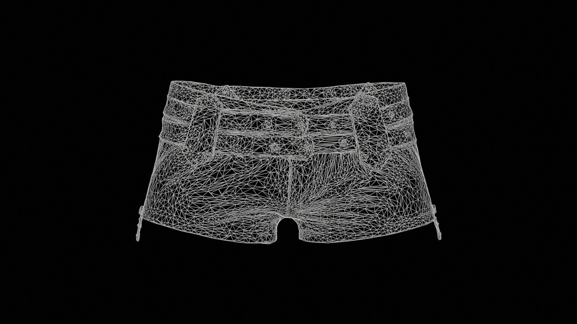 Double Belts Leather Shorts Low-poly 3D model_11