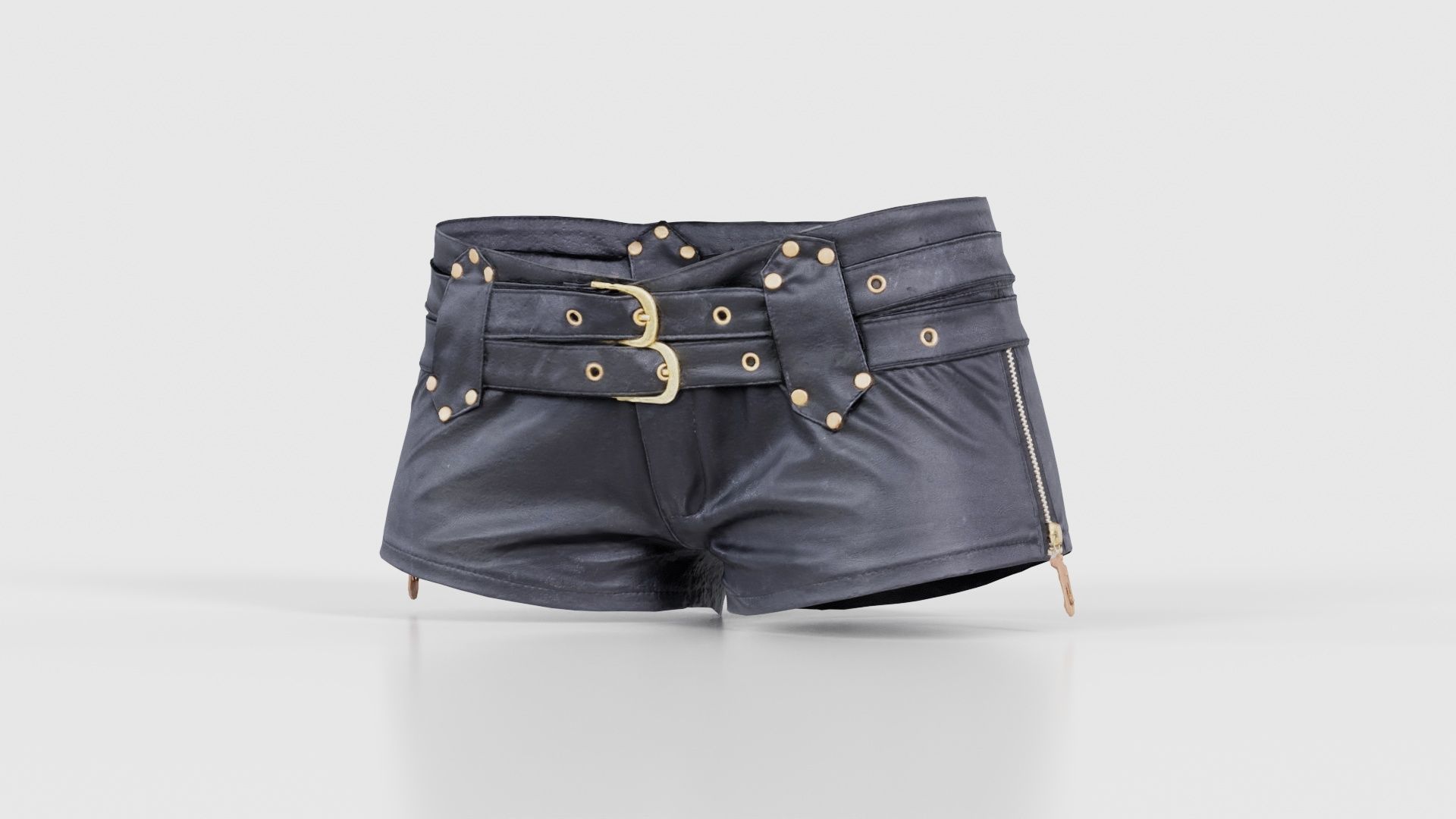 Double Belts Leather Shorts Low-poly 3D model_26