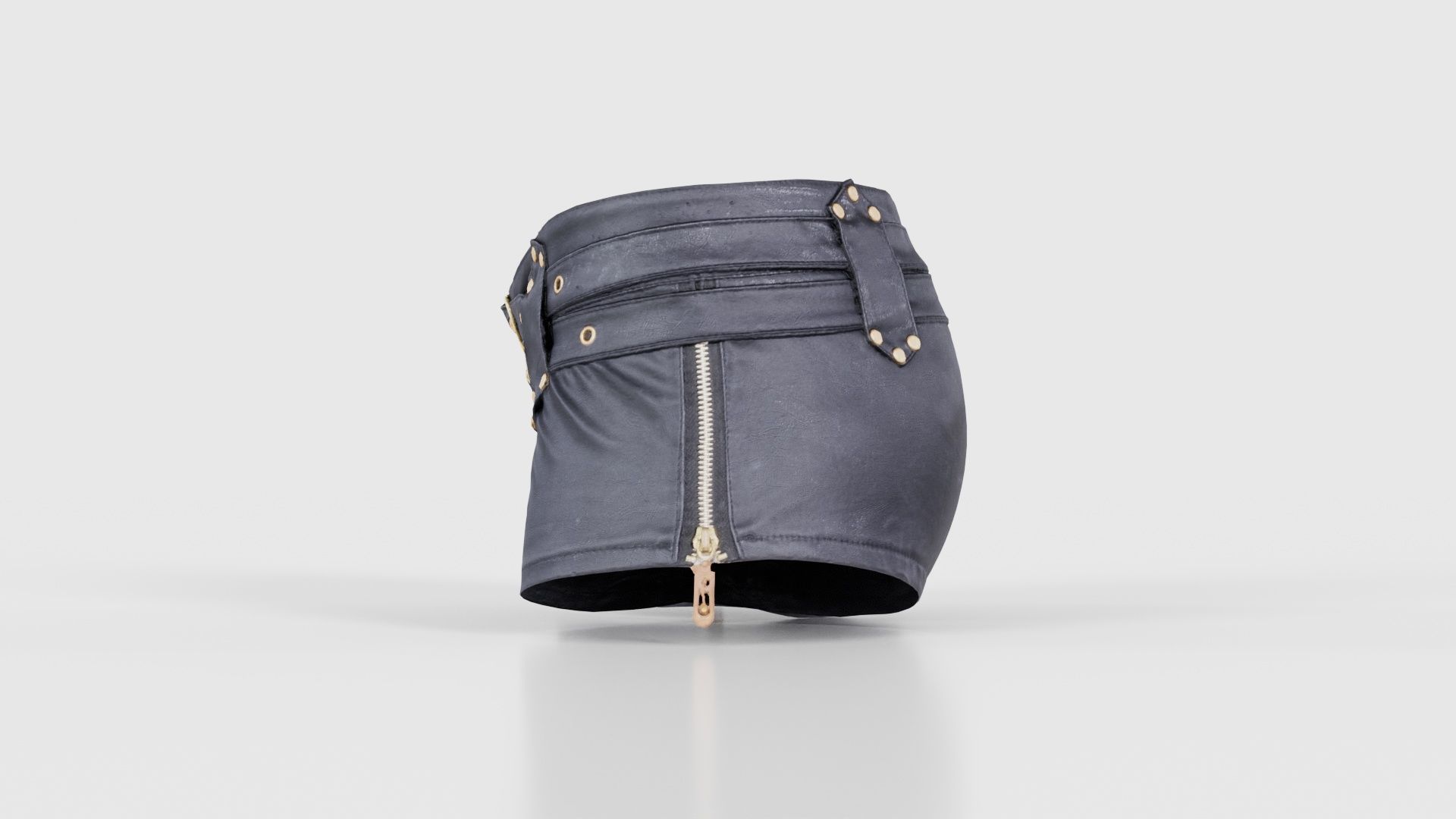 Double Belts Leather Shorts Low-poly 3D model_24
