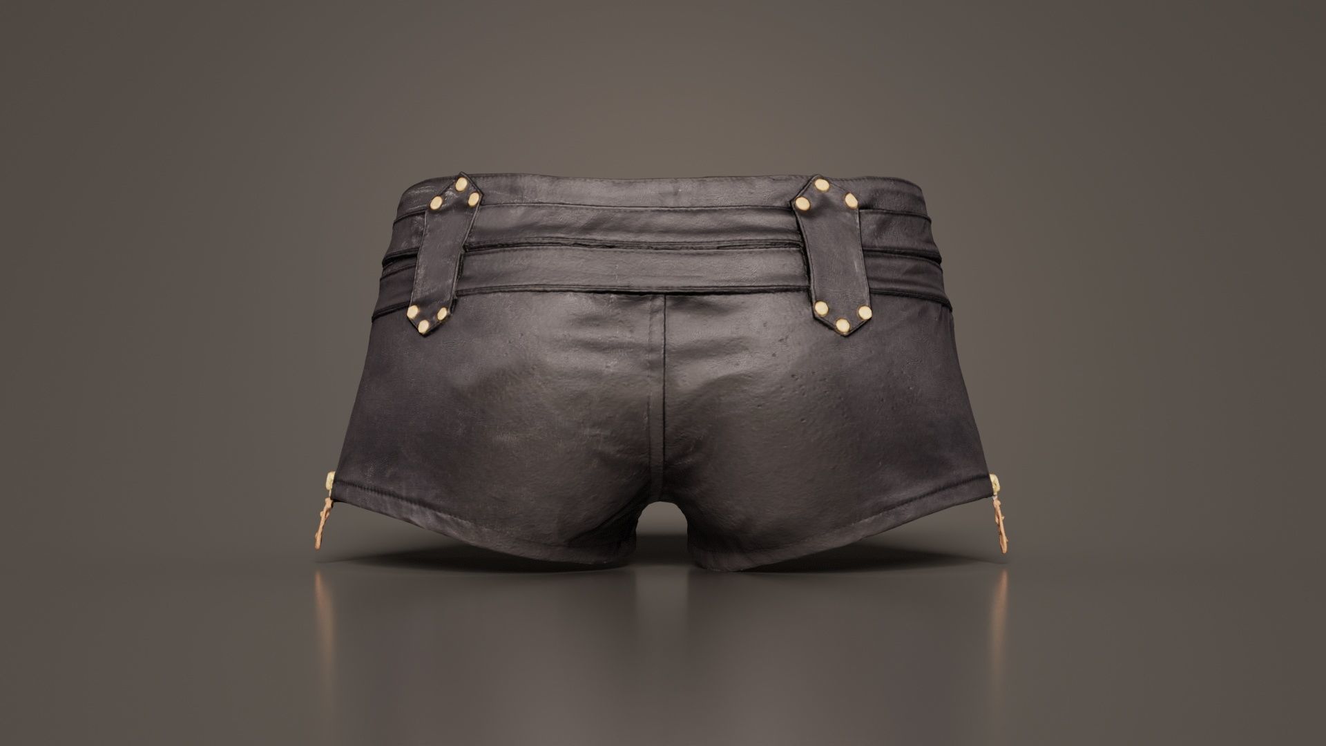 Double Belts Leather Shorts Low-poly 3D model_7