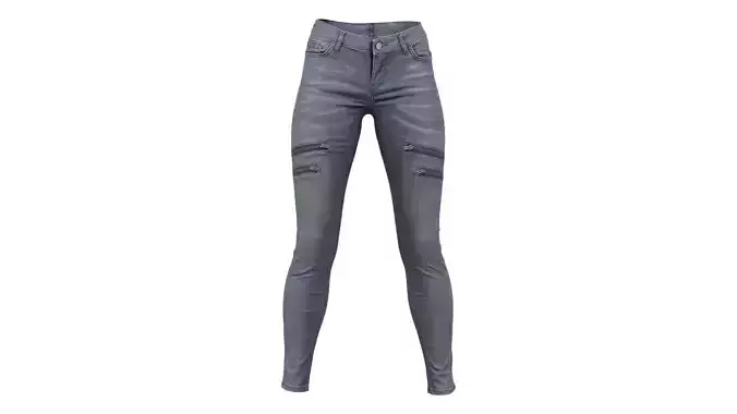 Front Zippers Jeans Trousers