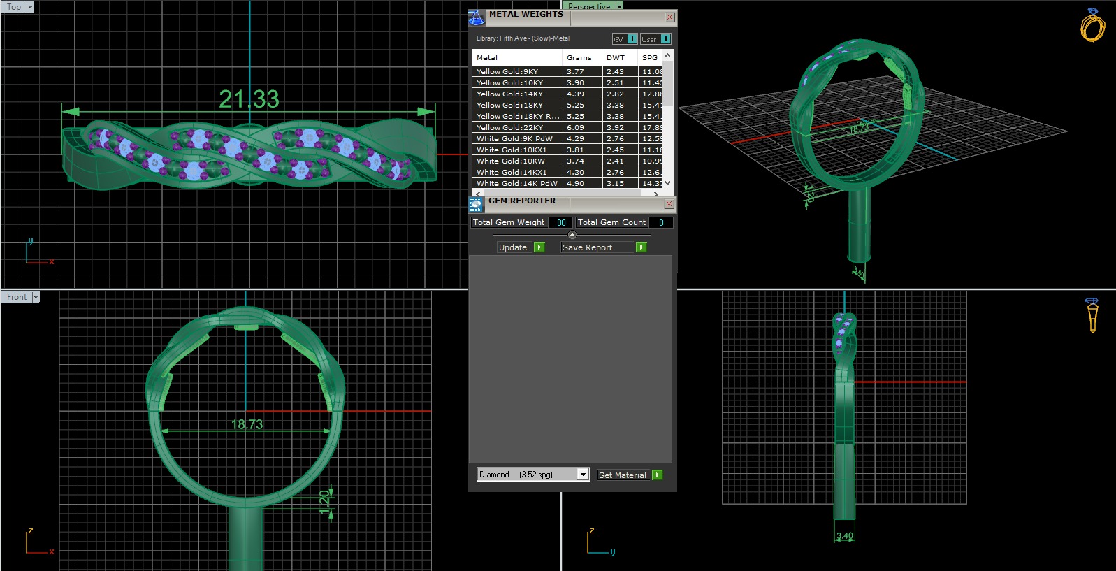 Women Diamond Band Ring 3dm render details 3D print model_3