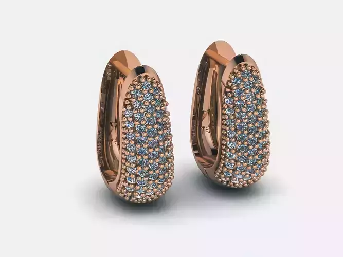 Hoops Women Diamond Earrings 3dm render detail
