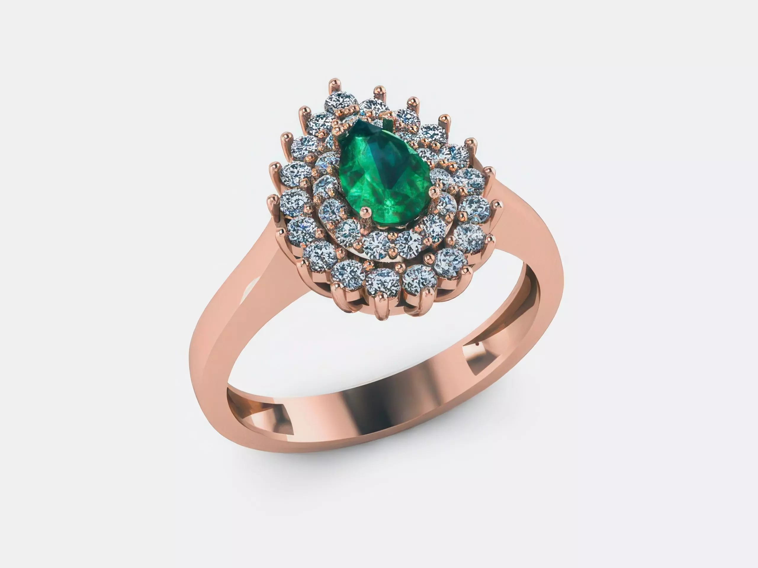Halo Emerald Ring 3dm render details 3D print model