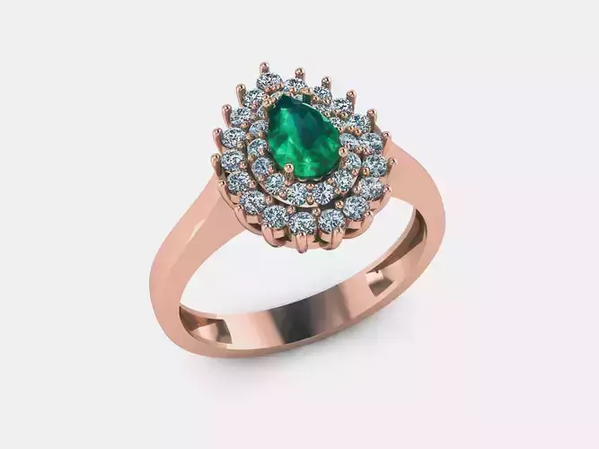 Halo Emerald Ring 3dm render details 3D print model