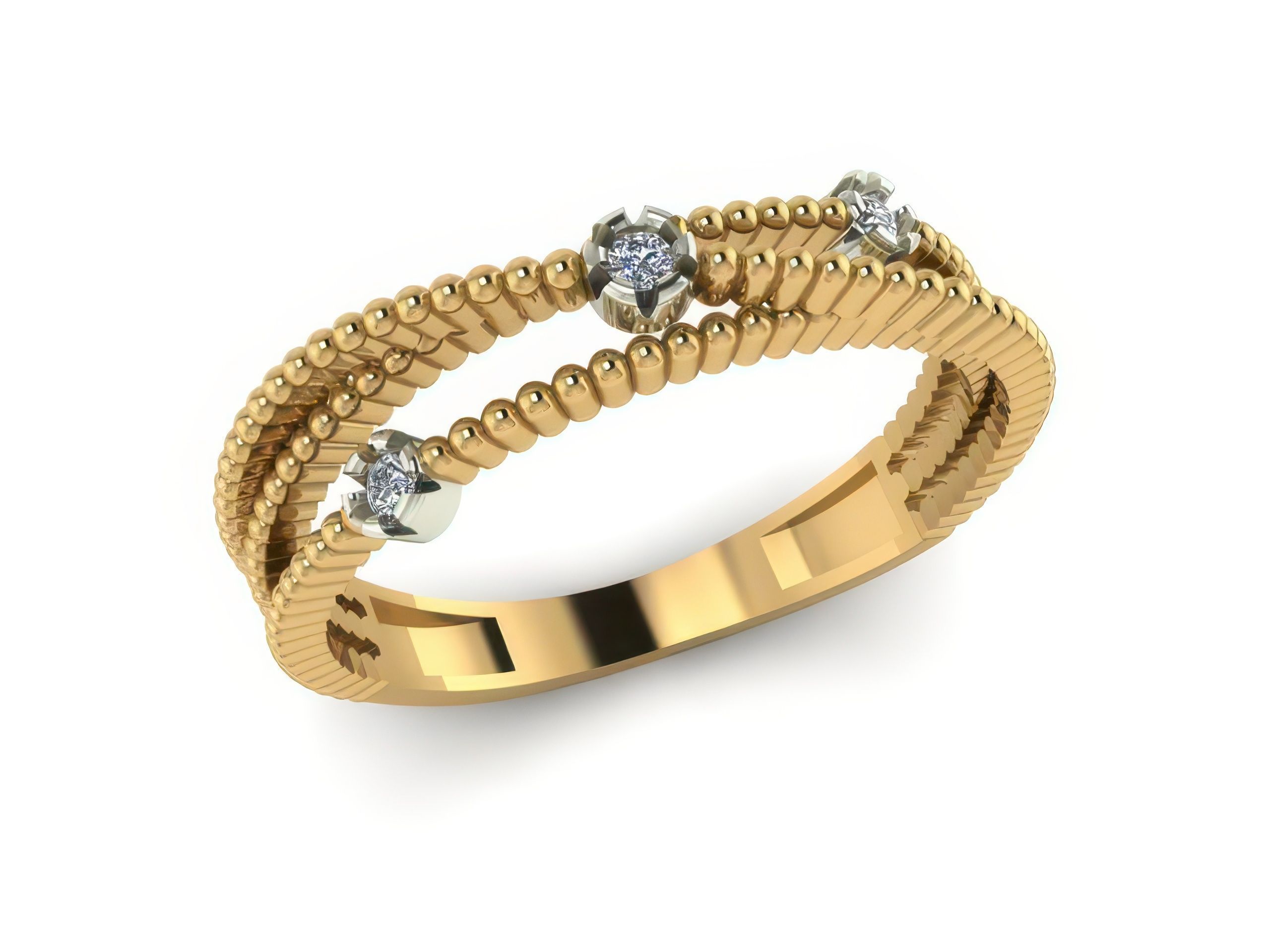 Beads Wire Women Diamond Ring 3dm render details 3D print model_1