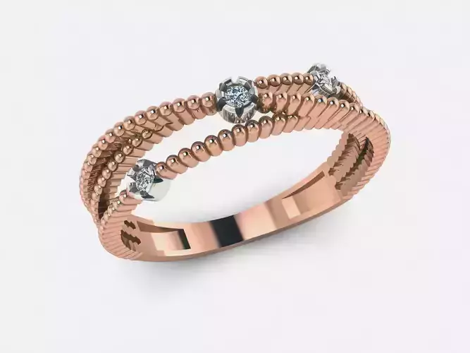Beads Wire Women Diamond Ring 3dm render details