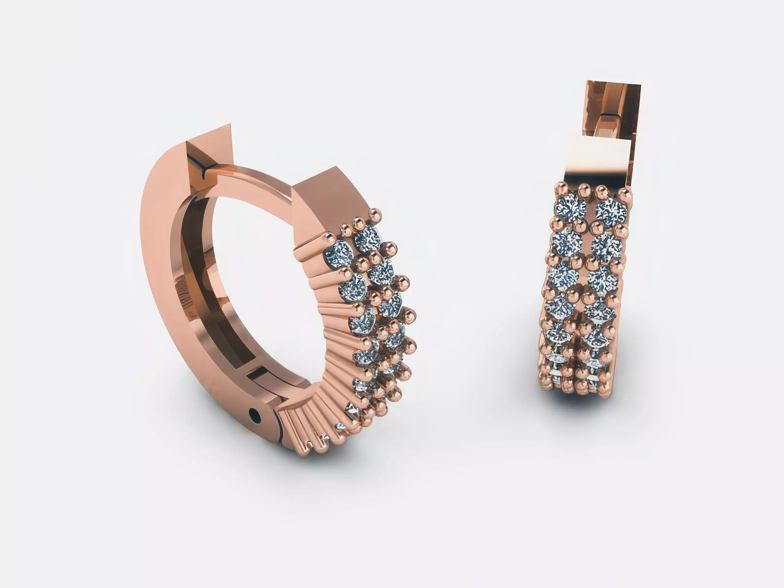 Women Diamond Hoops Earrings 3dm render detail 3D print model