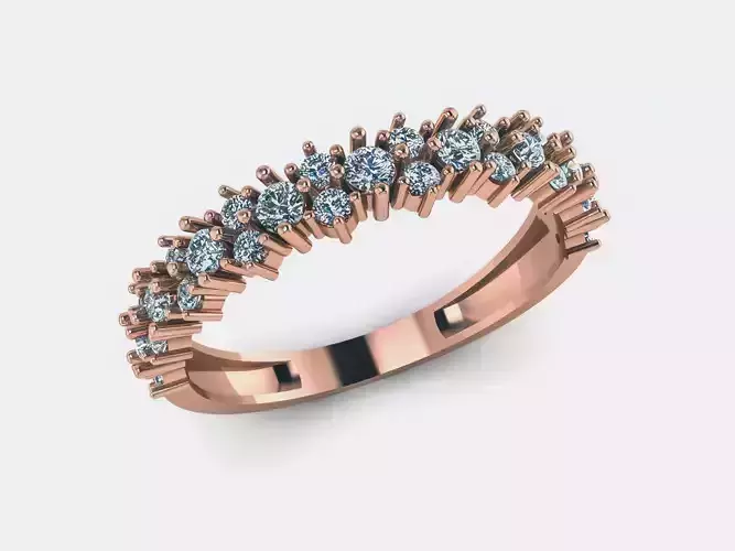 Women Diamond Band Ring 3dm render details