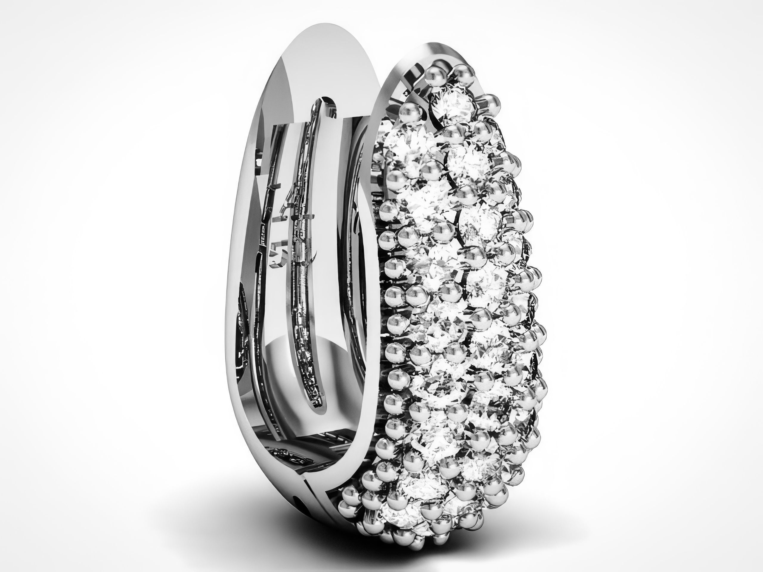 Diamond  Hoops  Earrings 3dm render detail 3D print model_1